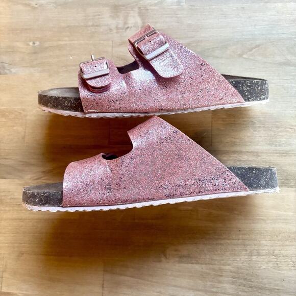 Wonder Nation Girls Pink Glitter Buckle Comfort Footbed Sandal Size 4 - Picture 4 of 8
